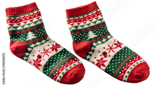 Wallpaper Mural Holiday-patterned Christmas socks, cut out transparent Torontodigital.ca