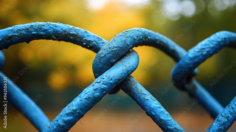 Blue Chain Link Fence Closeup Blue Chain Link Fence Closeup