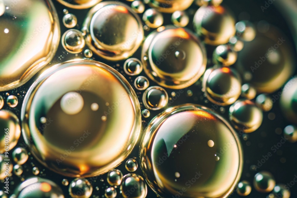 Floating Oil Bubbles in Viscous Black Liquid Floating Oil Bubbles in Viscous Black Liquid
