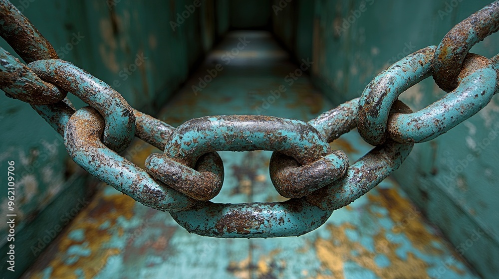 Rusty Chain Links Close Up