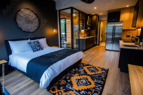 Hotel room, suite with kitchenette, home away from home provides a cozy space for extended stays with the convenience of cooking your own meals