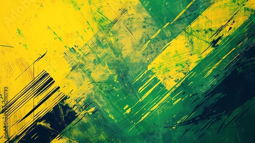 Vintage grunge flag texture with green and yellow stripes