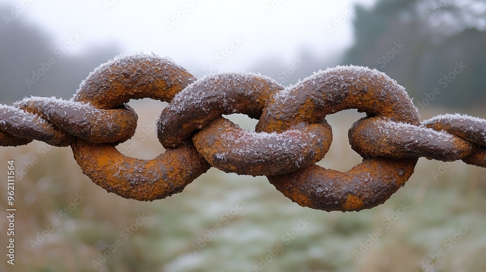 Frozen Rusty Chain Links Frozen Rusty Chain Links