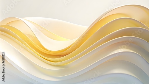 Abstract minimalist wavy background in cool yellow tones. Abstract smooth waves, soft gradients, light yellow and white tones, fluid shapes background photo