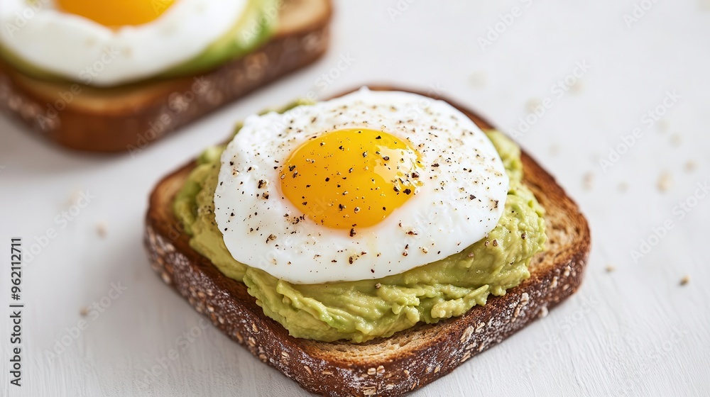 Whole grain toast topped with mashed avocado and a poached egg, brain-boosting breakfast, nutrient-packed and delicious Whole grain toast topped with mashed avocado and a poached egg, brain-boosting breakfast, nutrient-packed and delicious