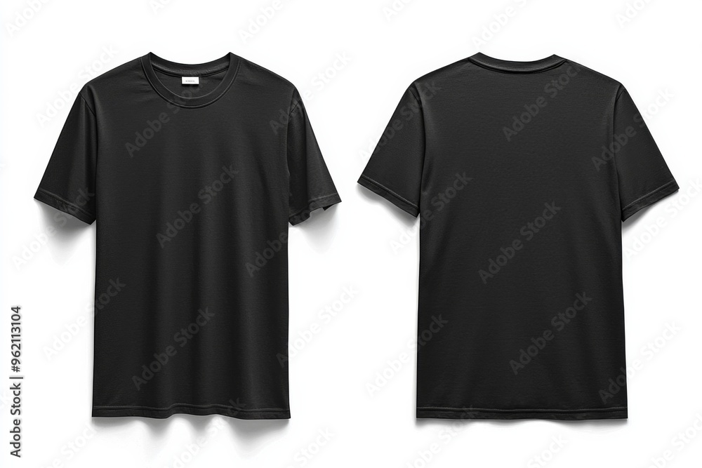 Black Tshirt Mockup Front and Back Isolated created with Generative AI Black Tshirt Mockup Front and Back Isolated created with Generative AI