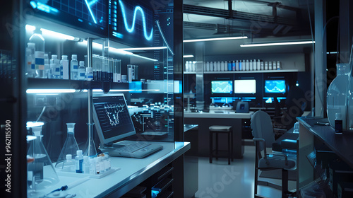 High-Tech Genomics Lab with AI-Powered Systems Analyzing Genetic Data