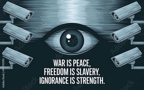 War is peace, ignorance is strength, and freedom is slavery in a 1984 dystopian society. 