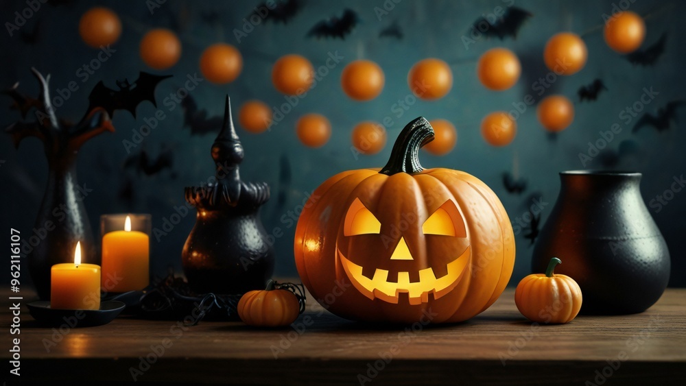 Fototapeta premium halloween pumpkin on a dark background