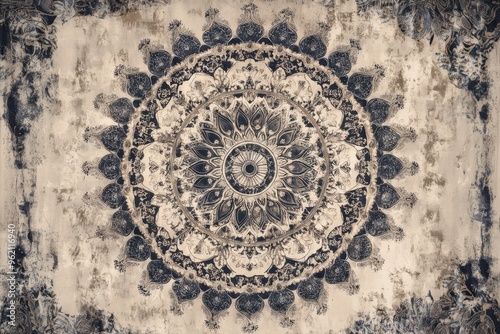 Intricate Mandala Pattern with Grunge Texture