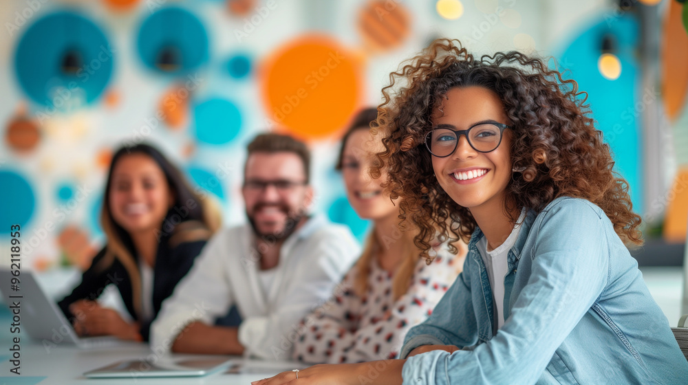 Obraz premium fun diverse team collaboration at work, diversity equity and inclusion, professional and approachable.