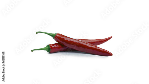 Photography of a pair of Red Chillies on transparent Background