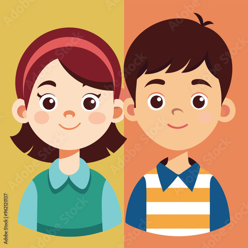 Character set of Avatars collection of children. Cute faces of different nationalities boys and girls. Vector illustration
