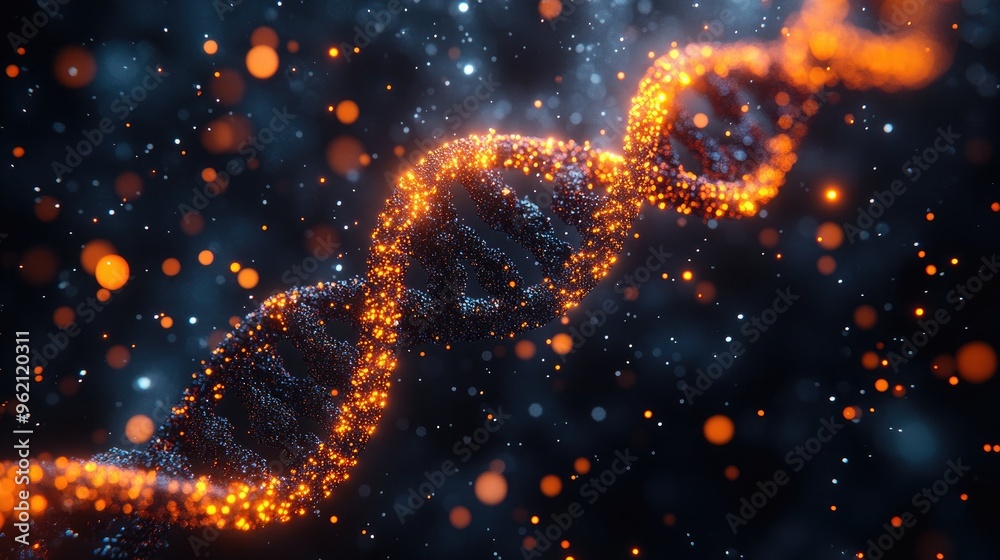 Chemical Elements and DNA in Futuristic Science Background Chemical Elements and DNA in Futuristic Science Background