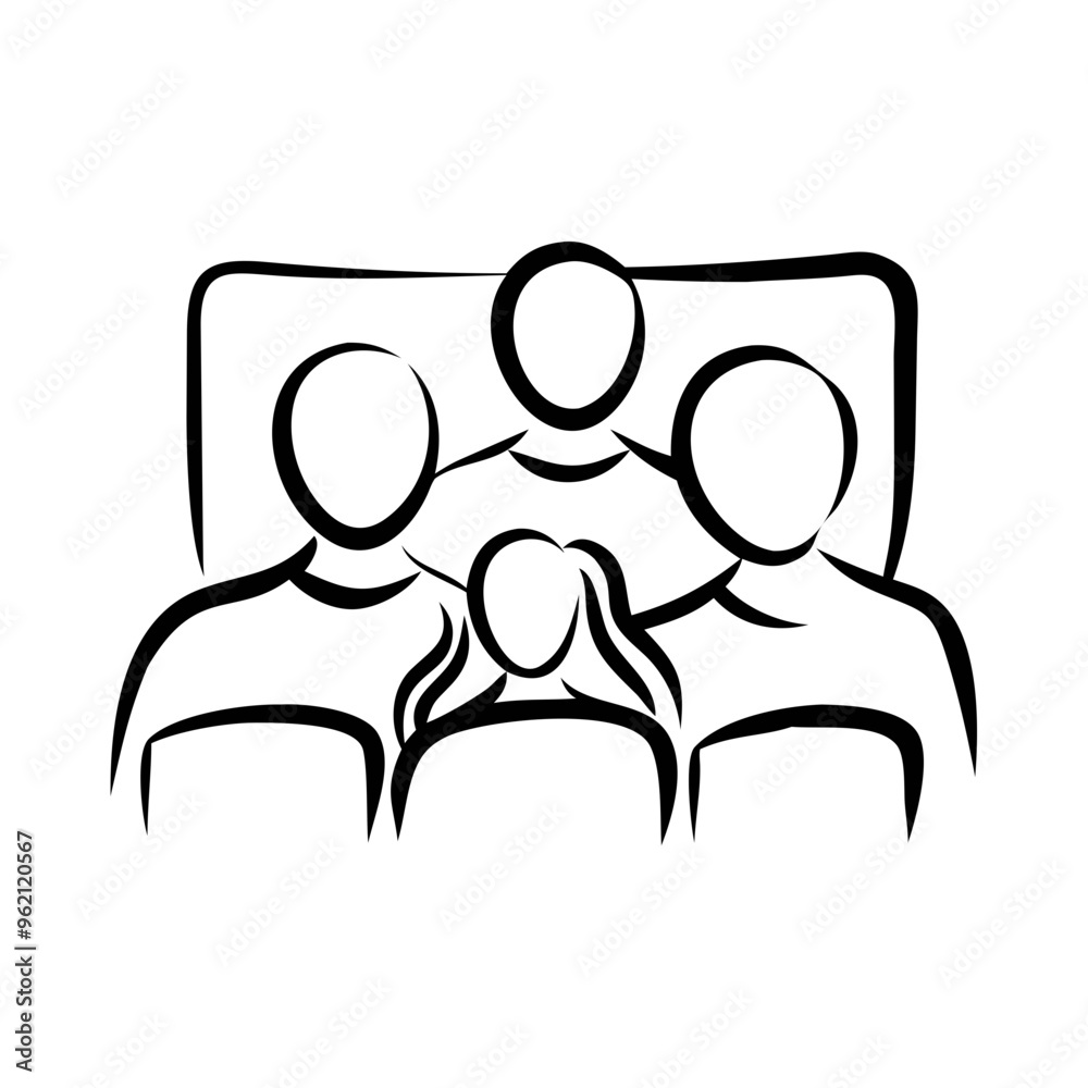 Stylized family portrait, minimalist line art illustration
Stylized family portrait, minimalist line art illustration