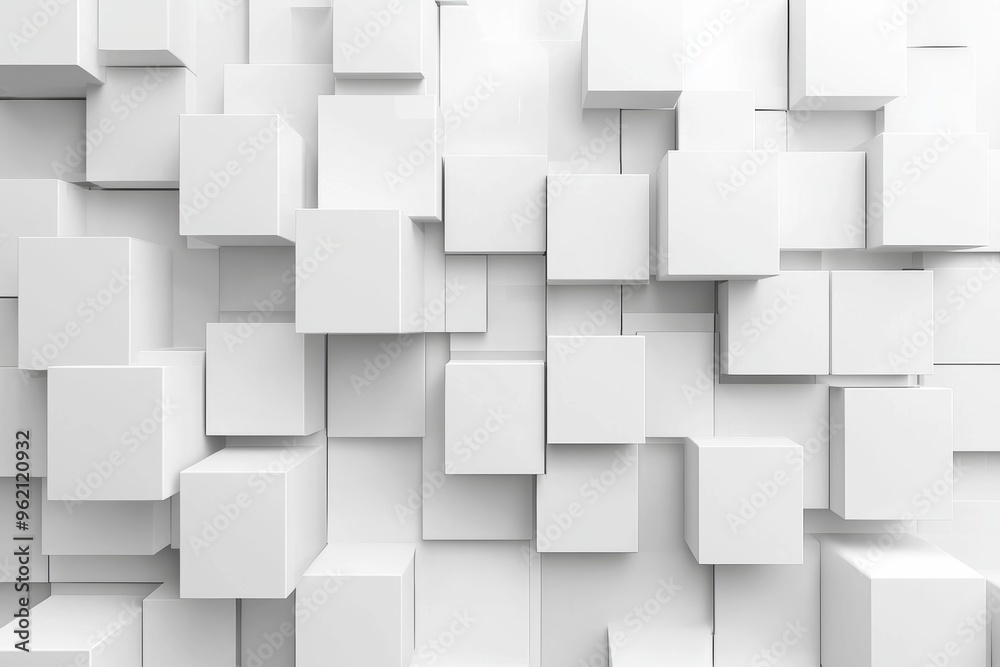 Abstract background with white squares, cubes, and layers in a geometric pattern for modern design. Abstract background with white squares, cubes, and layers in a geometric pattern for modern design.