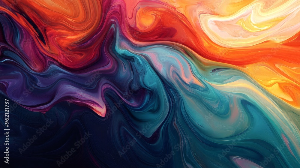 Fototapeta premium Abstract colorful liquid paint swirls background.