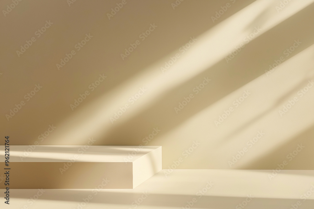 Abstract beige studio wall background for product presentation. Geometrical shadows on wall for modern minimalist mockup backdrop. Empty room with a light on the wall from the window. Abstract beige studio wall background for product presentation. Geometrical shadows on wall for modern minimalist mockup backdrop. Empty room with a light on the wall from the window.