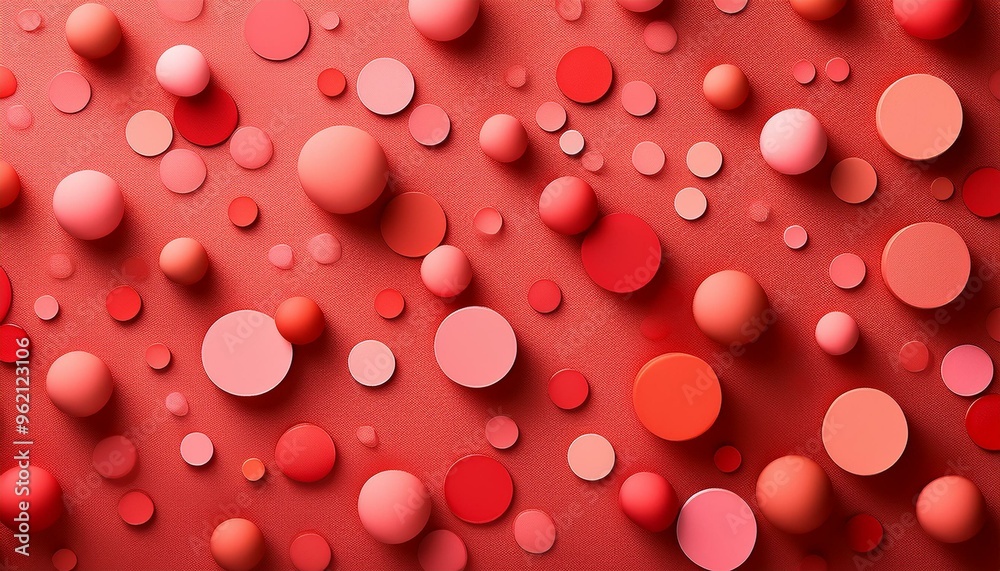 A lively background in vibrant coral with playful polka dots A lively background in vibrant coral with playful polka dots
