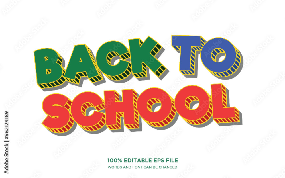 Back To School 3D editable text style effect	
