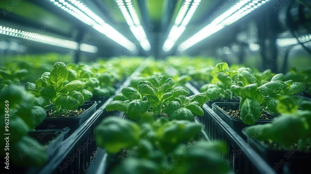 Advanced Hydroponic Vertical Farming in One-Point Perspective Advanced Hydroponic Vertical Farming in One-Point Perspective