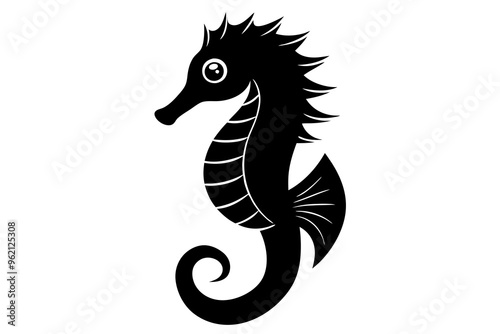 Seahorse Silhouette, Marine Life, Vector Illustration, Wildlife Clipart, Animal Design