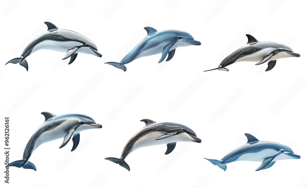 Dolphins swimming in different directions isolated on transparent background Dolphins swimming in different directions isolated on transparent background