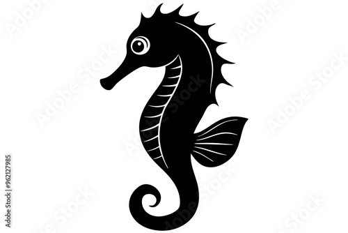 Seahorse Silhouette, Marine Life, Vector Illustration, Wildlife Clipart, Animal Design