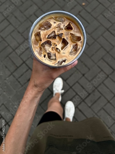 Delicious coffee with chocolate and ice