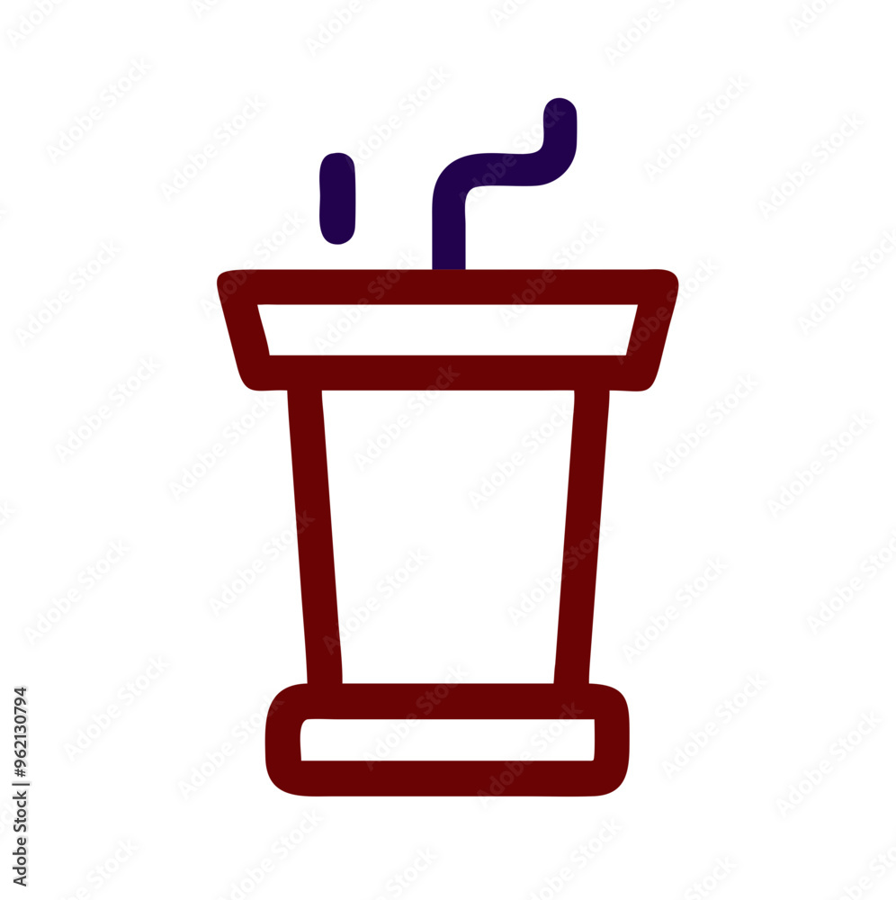 Podium for public speaking and engagement icon. Crimson and navy colors Podium for public speaking and engagement icon. Crimson and navy colors