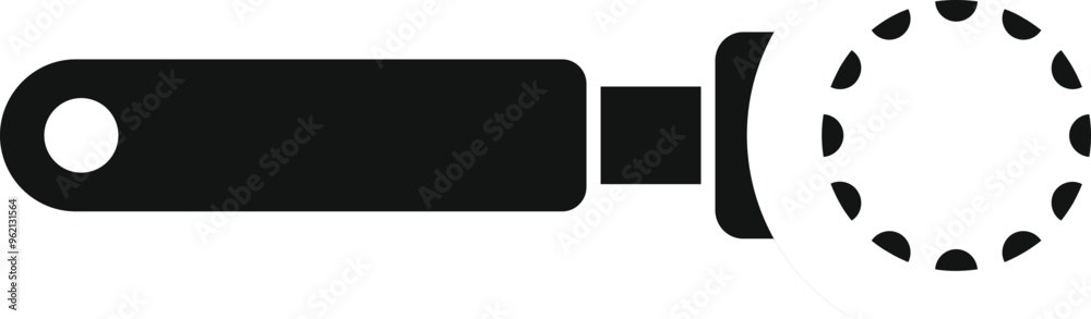 Simple icon of a handle pizza cutter making round shape cutting tool Simple icon of a handle pizza cutter making round shape cutting tool