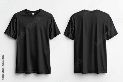 Black Tshirt Mockup Front and Back Isolated created with Generative AI