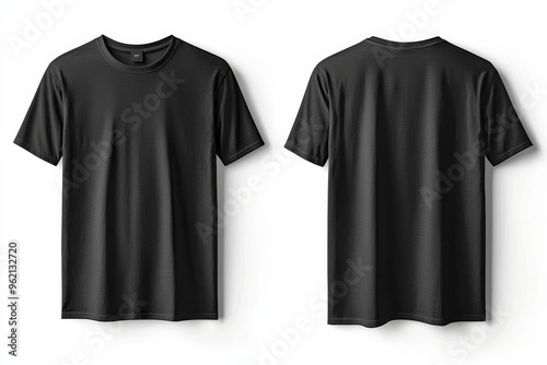 Black Tshirt Mockup Front and Back Isolated created with Generative AI