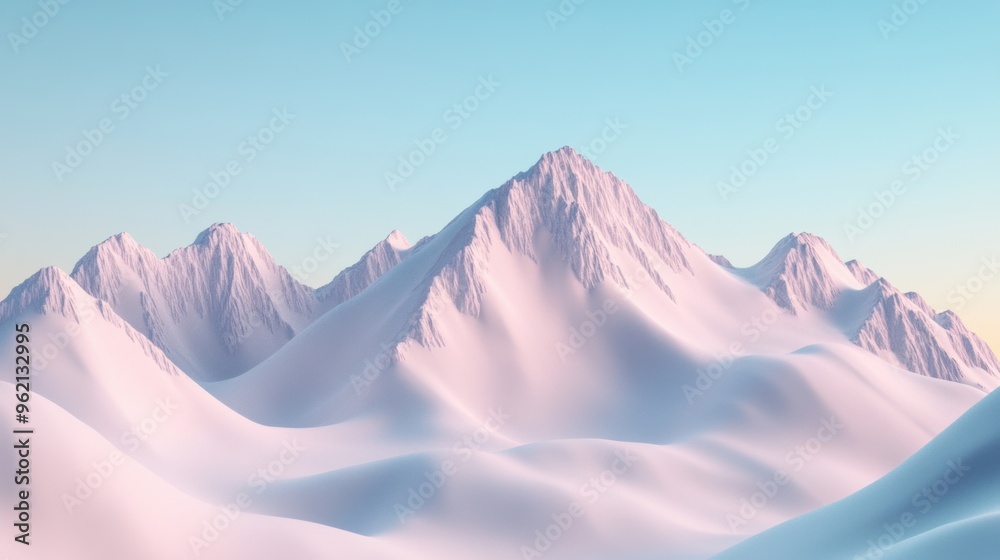 A mountain range with snow on it in a blue sky, AI A mountain range with snow on it in a blue sky, AI