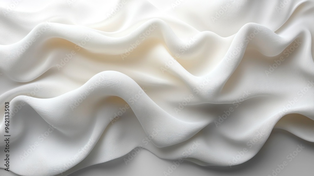 The image is a close up of a white fabric with a wave pattern The image is a close up of a white fabric with a wave pattern