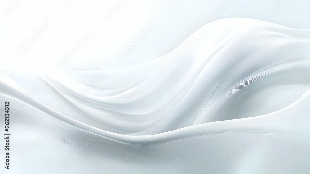 Fototapeta premium Abstract White Fabric Waves, Smooth Flowing Fabric, Wavy Background, White Fabric Drape Animation, Silky Texture, Abstract 3D Waves, Flowing Abstract, White Texture Background, Fabric Drape