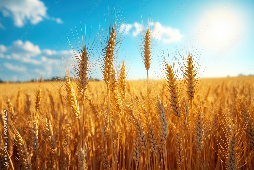 sunkissed golden wheat field stretching endlessly under azure sky natures bounty captured in warm serene landscape sunkissed golden wheat field stretching endlessly under azure sky natures bounty captured in warm serene landscape
