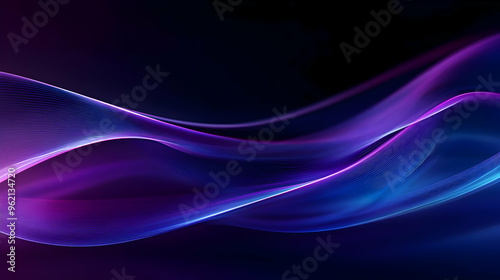 Abstract Purple and Blue Glowing Wave Animation on Dark Background