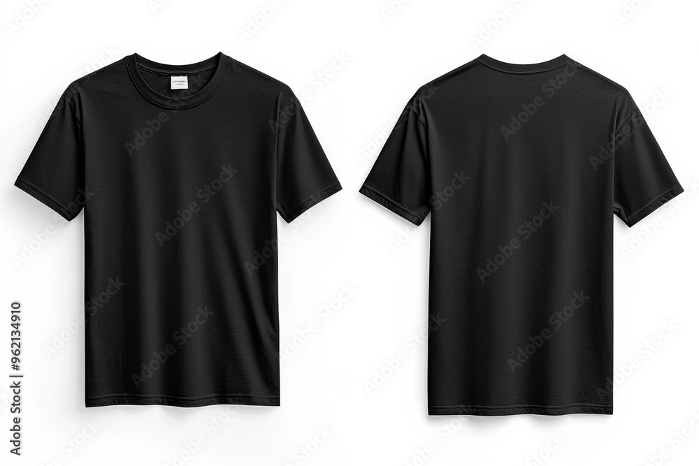 Black Tshirt Mockup Front and Back Isolated created with Generative AI