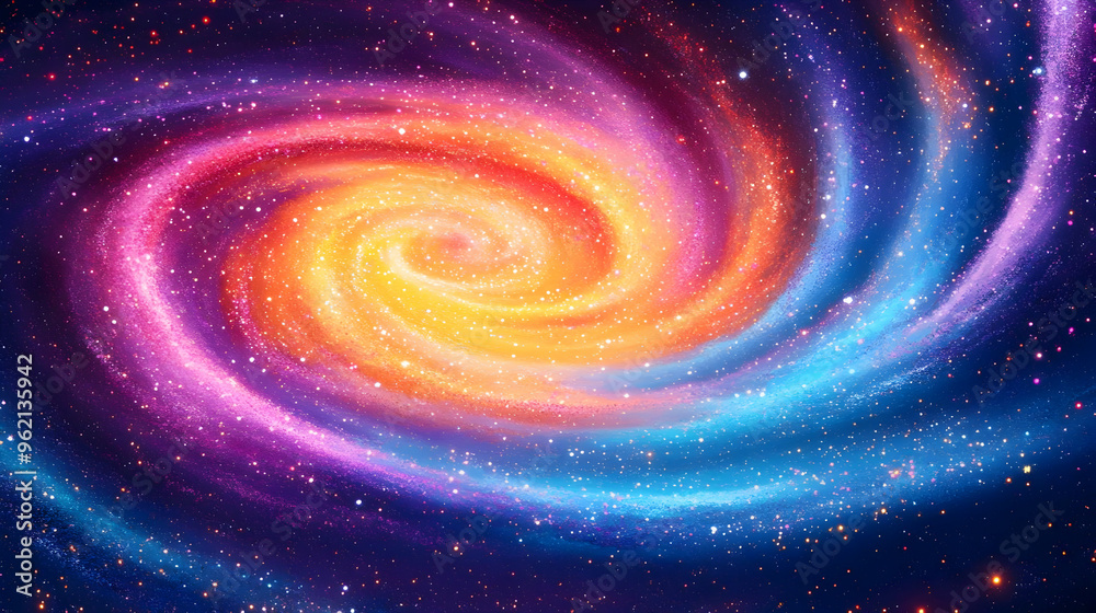 Obraz premium A Stunning Abstract Background Animation of a Colorful Galaxy Rotating, with Twinkling Stars and Vibrant Swirling Colors