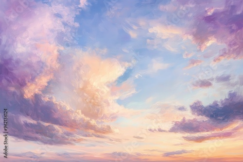 Painted Cloudscape with Pink and Blue Hues