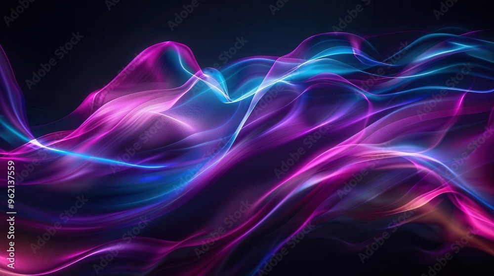 vibrant neon holographic wave in motion against dark background iridescent colors fluid movement abstract design futuristic aesthetic dynamic energy vibrant neon holographic wave in motion against dark background iridescent colors fluid movement abstract design futuristic aesthetic dynamic energy