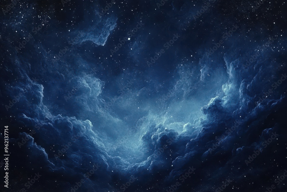 Deep Space Nebula with White Stars and Blue Gas Clouds Deep Space Nebula with White Stars and Blue Gas Clouds