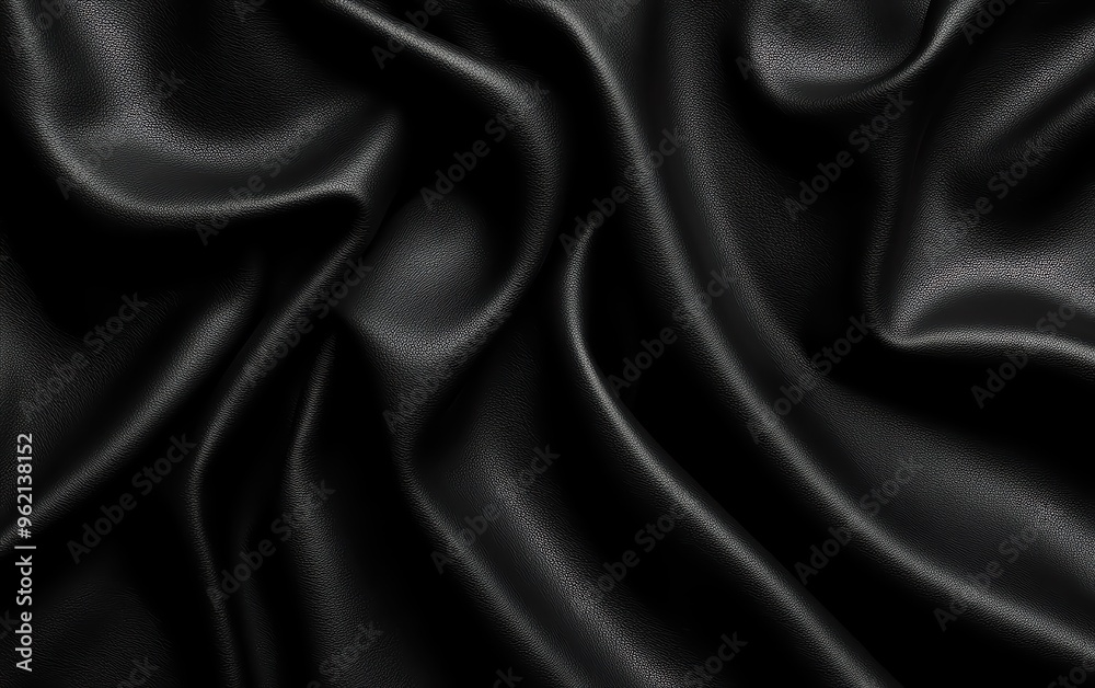 Obraz premium Elegant black fabric drapes gracefully, showcasing smooth texture and luxurious sheen, perfect for fashion and interior design projects.