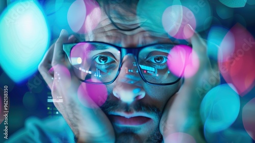 A businessman looking concerned while reviewing security alerts on his tablet, emphasizing the seriousness of identity theft and cybersecurity breaches.
