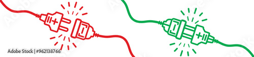 Electric socket with a plug. Electric Plug connect socket. Get connected or disconnect. Concept of web banner 404 error, disconnection.