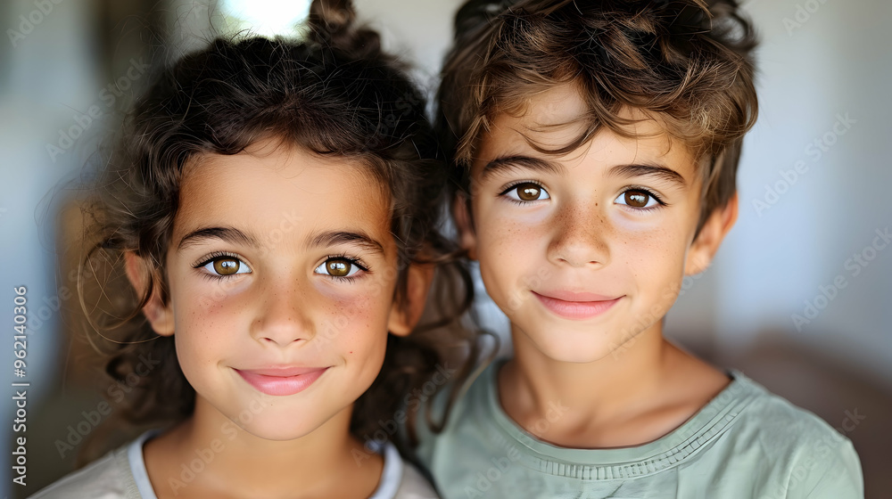 Kids Brother And Sister With Selfie Portrait Kids Brother And Sister With Selfie Portrait
