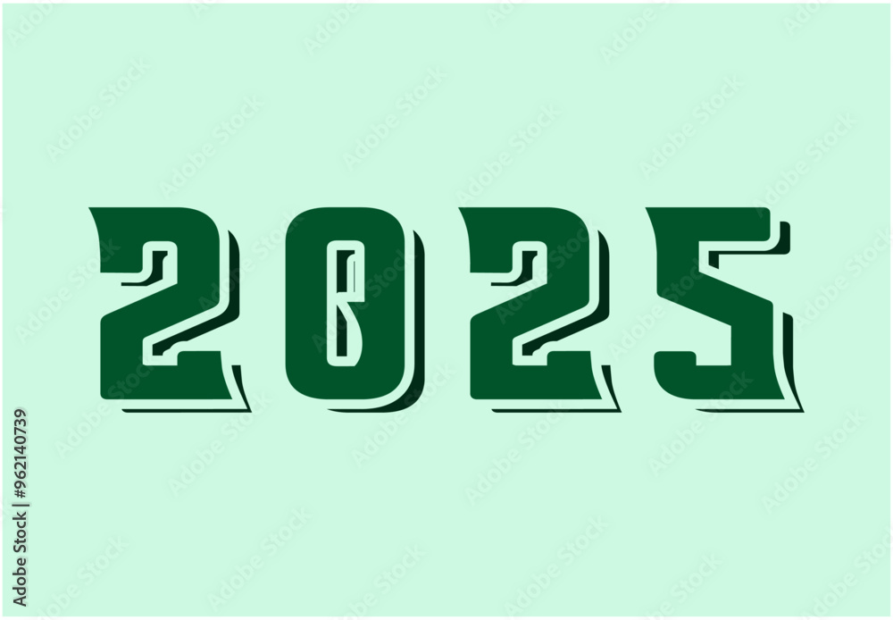 Happy New Year 2024 Design Green Abstract Realistic Decoration Vector Illustration