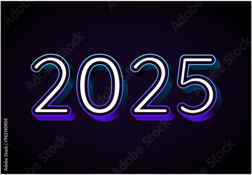 Happy New Year 2024 Design Abstract Blue Gradient Realistic Decoration Vector Illustration