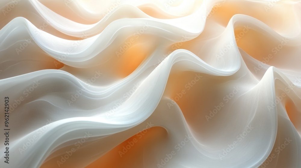 Obraz premium The image is a close up of a white fabric with a wave pattern